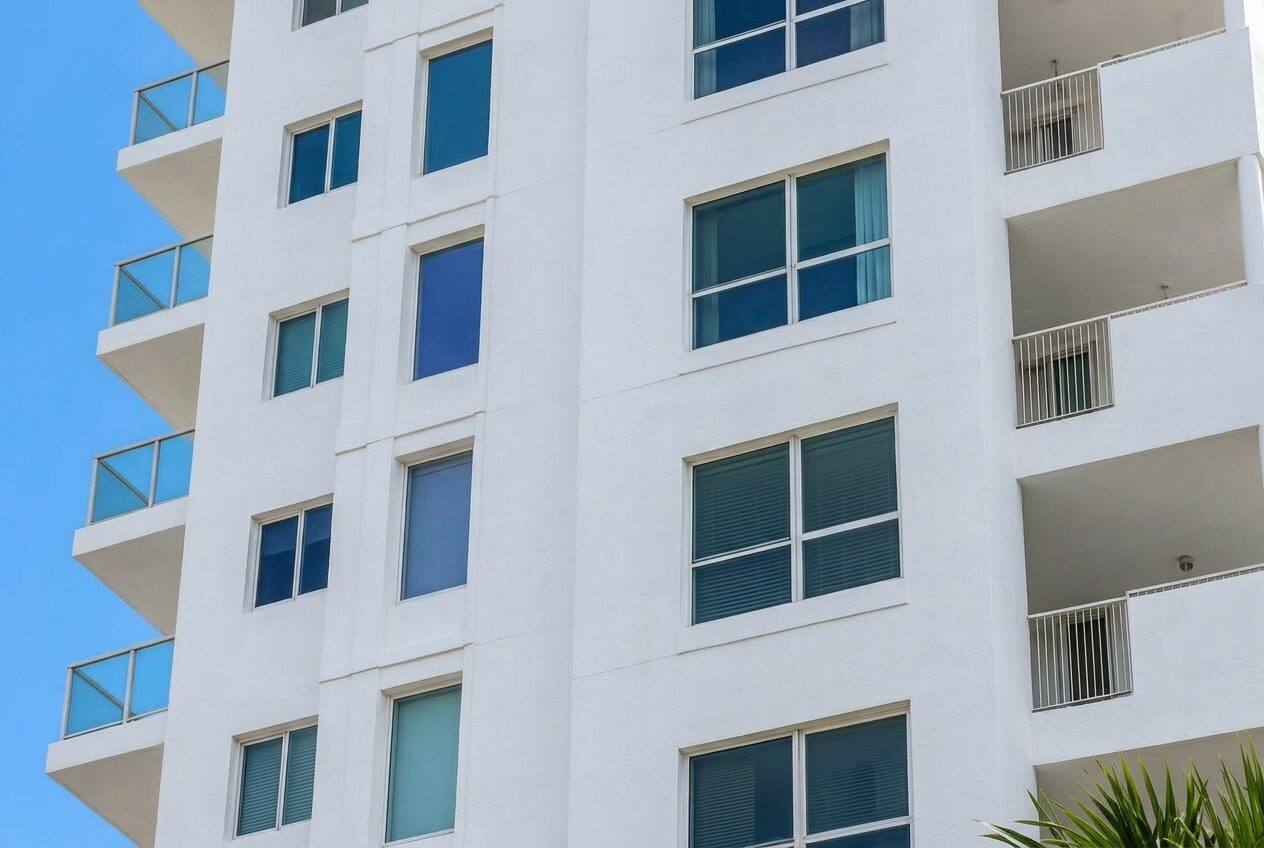 After — Miami high-rise stucco facade cleaning
