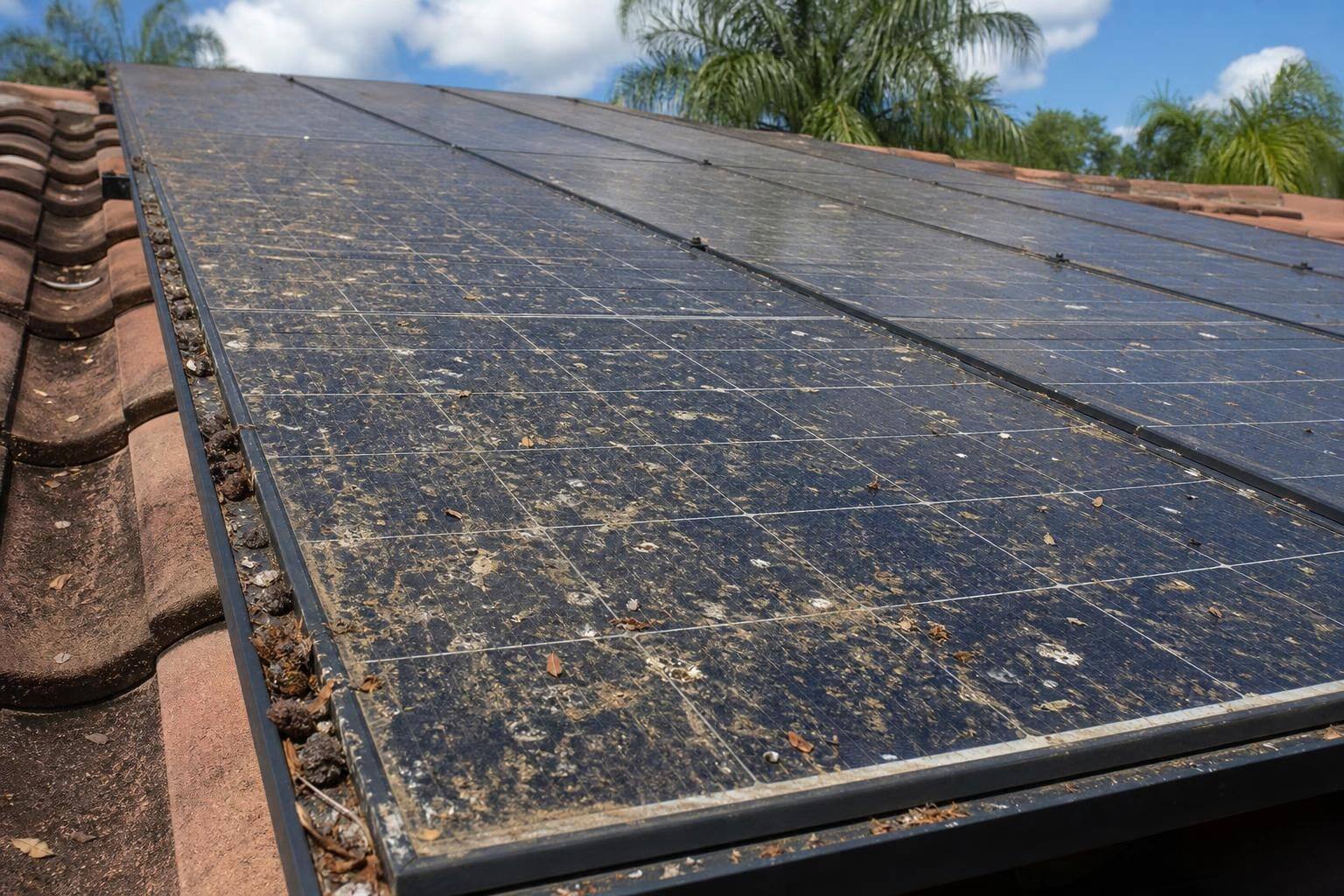 Before — Rooftop solar panel array cleaning